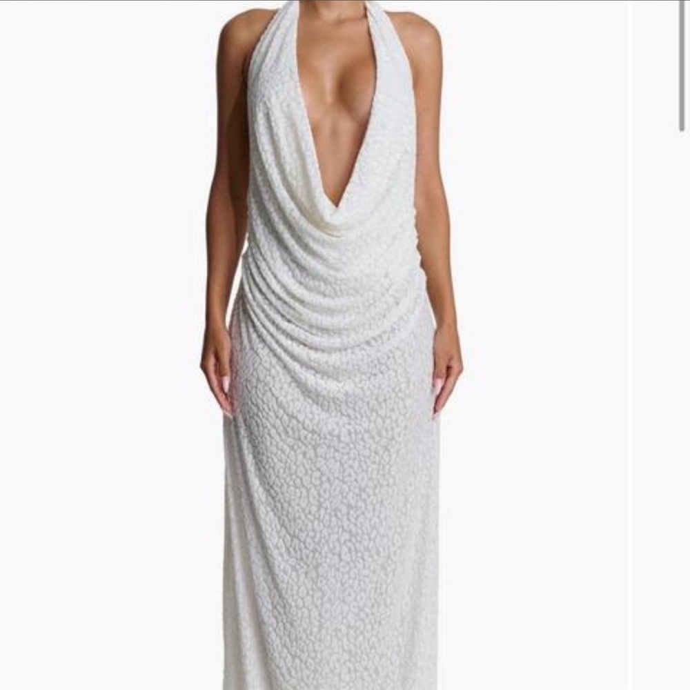 Elegant White Halter Dress
